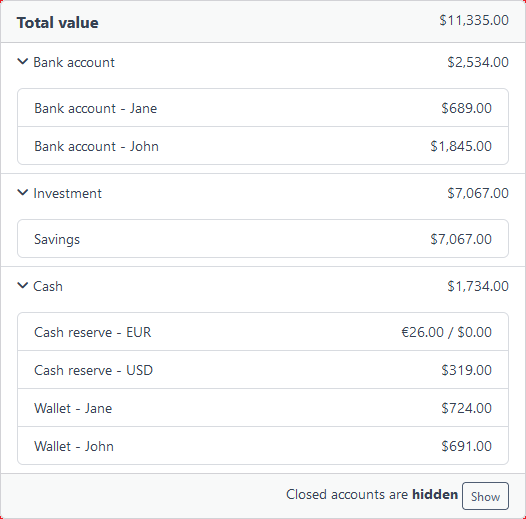 Screenshot of the Account Summary report on the Dashboard